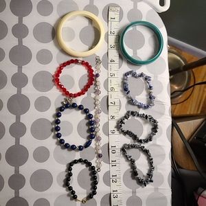Costume jewelry bracelets.